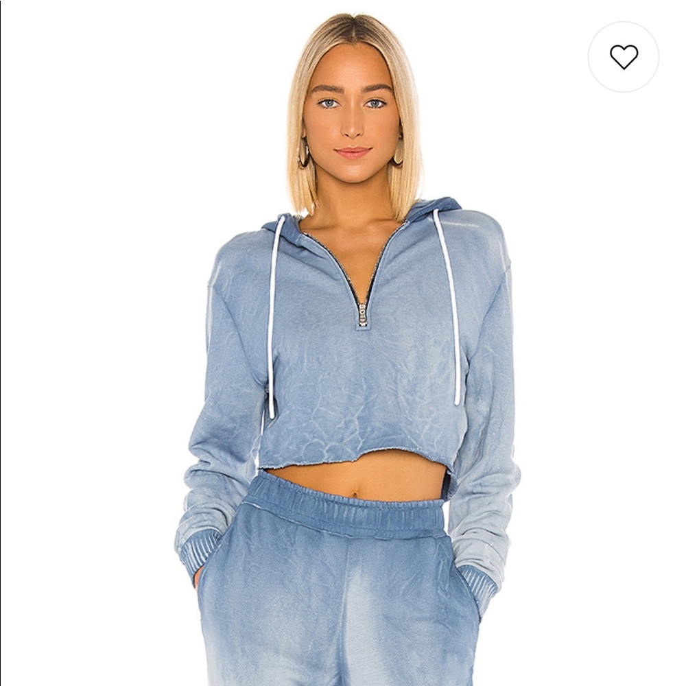 REVOLVE (COTTON CITIZEN) BLUE FRONT ZIPPER CROPPED HOODIE!